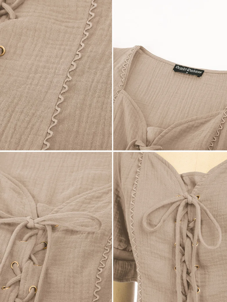 Renaissance Lace up Comfy Cotton Peasant Tops - Image 17