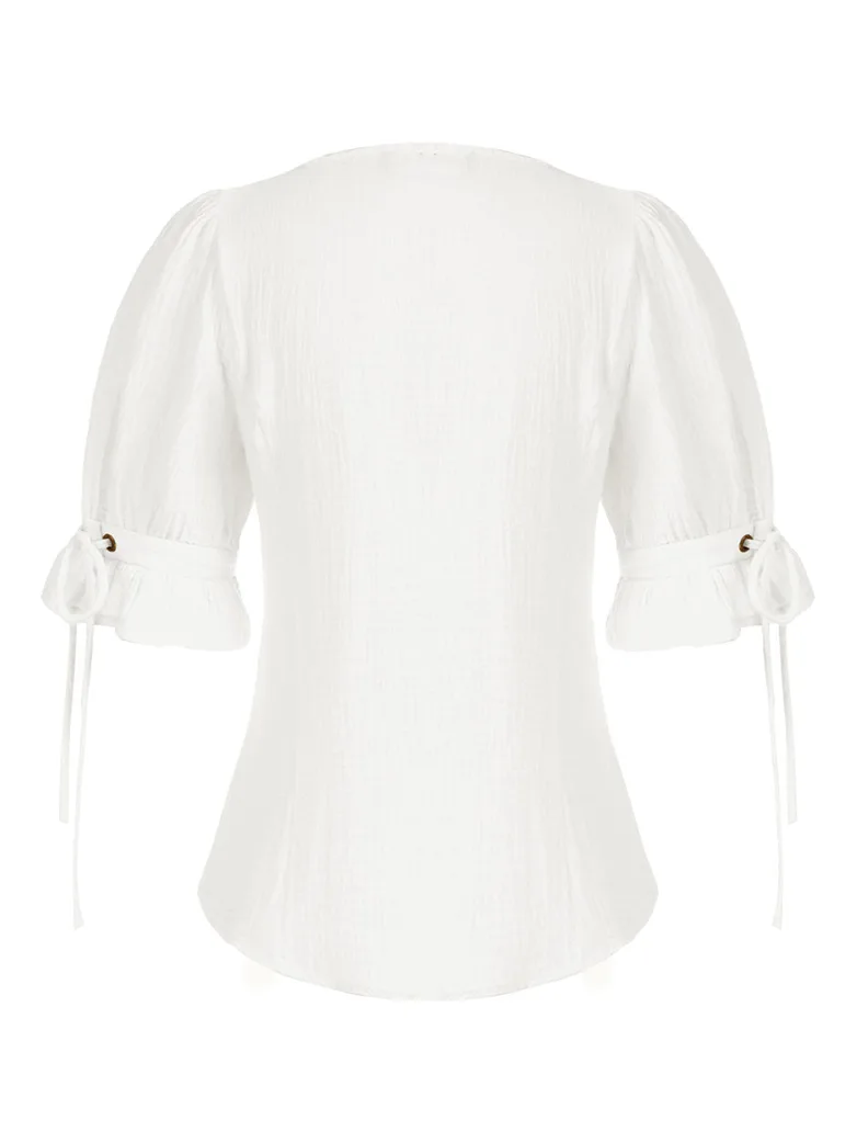 Renaissance Lace up Comfy Cotton Peasant Tops - Image 23