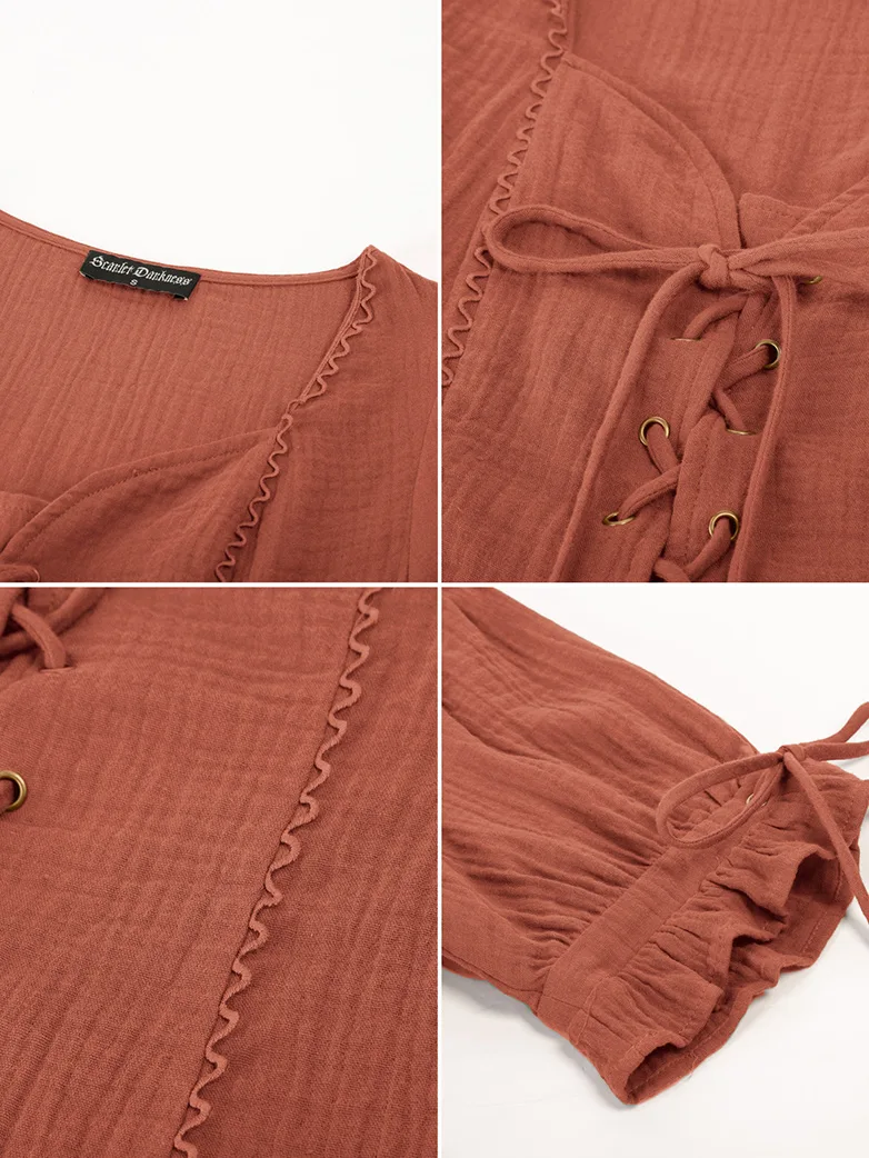 Renaissance Lace up Comfy Cotton Peasant Tops - Image 25