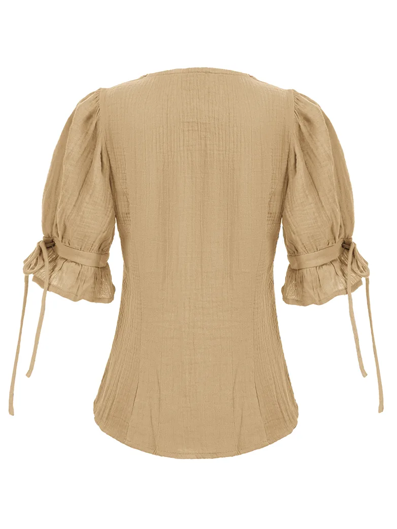 Renaissance Lace up Comfy Cotton Peasant Tops - Image 29