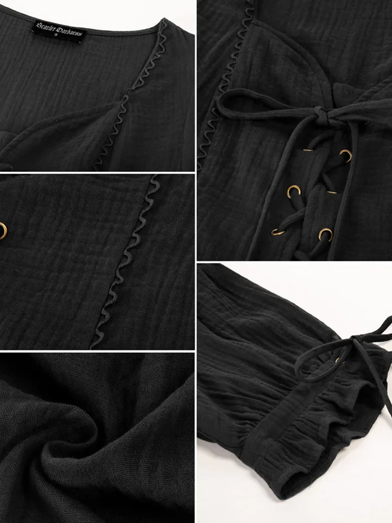 Renaissance Lace up Comfy Cotton Peasant Tops - Image 7