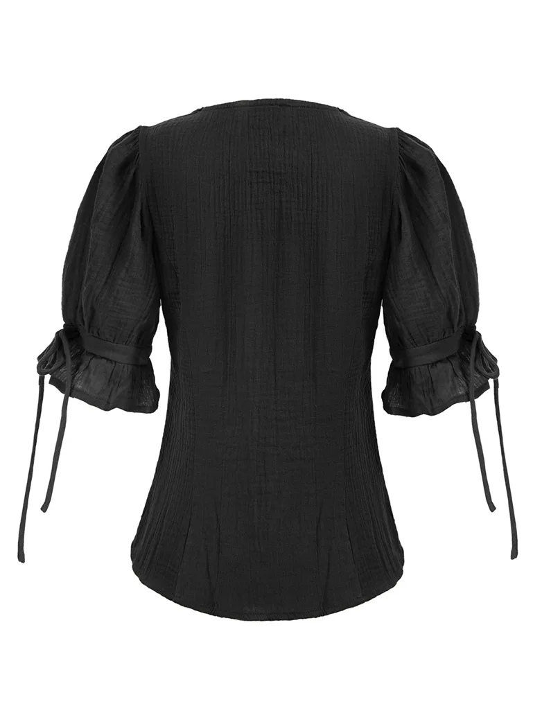Renaissance Lace up Comfy Cotton Peasant Tops - Image 8