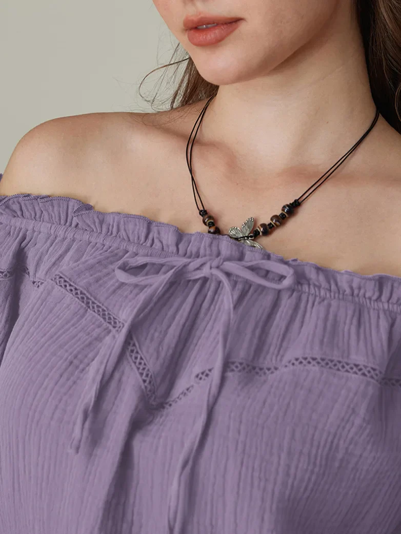 Renaissance Peasant Cotton Off Shoulder Lace-up Tops - Image 24