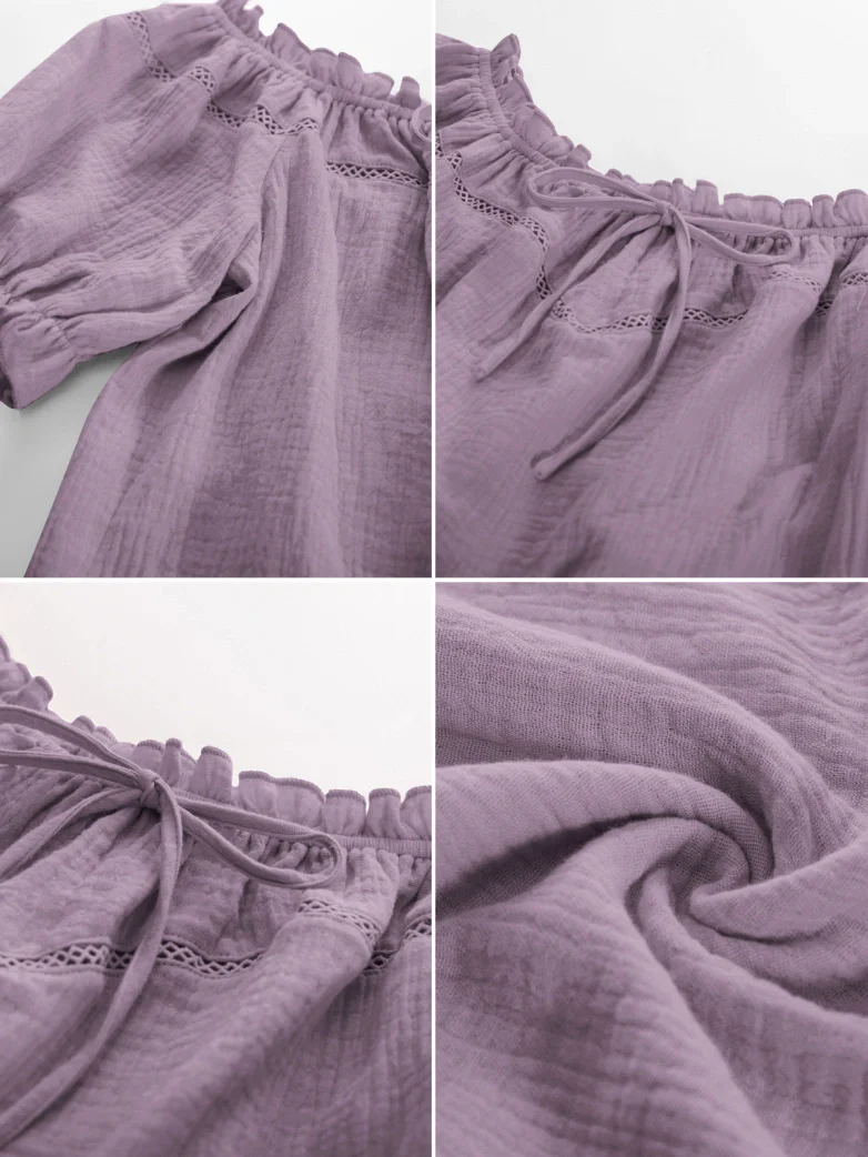 Renaissance Peasant Cotton Off Shoulder Lace-up Tops - Image 53
