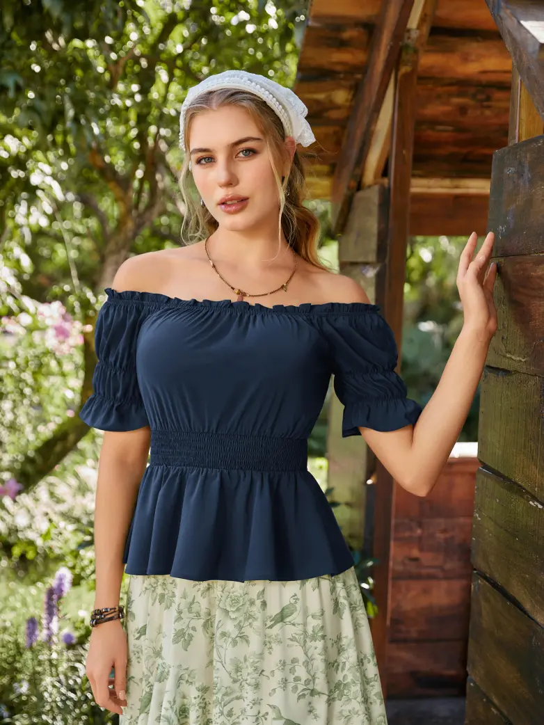 Renaissance Pirate Off Shoulder Peasant Tops - Image 10