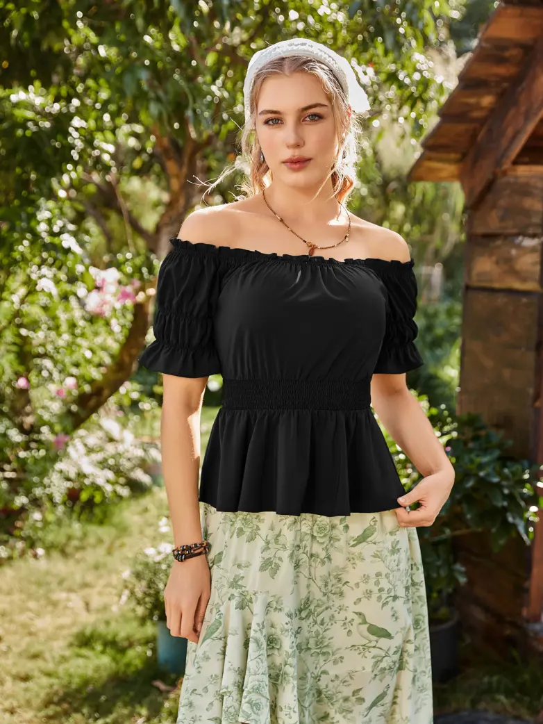 Renaissance Pirate Off Shoulder Peasant Tops - Image 13