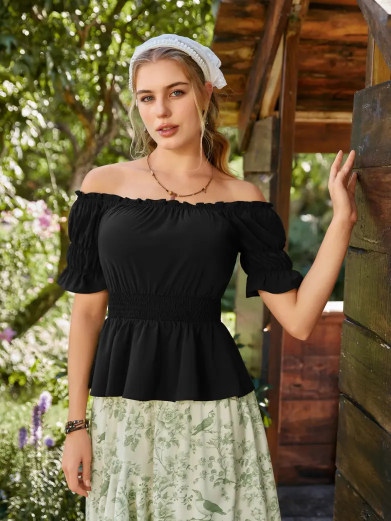 Renaissance Pirate Off Shoulder Peasant Tops - Image 14