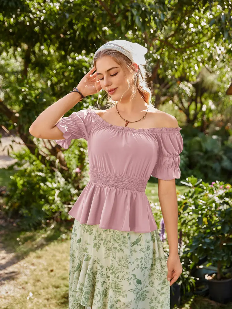 Renaissance Pirate Off Shoulder Peasant Tops - Image 2