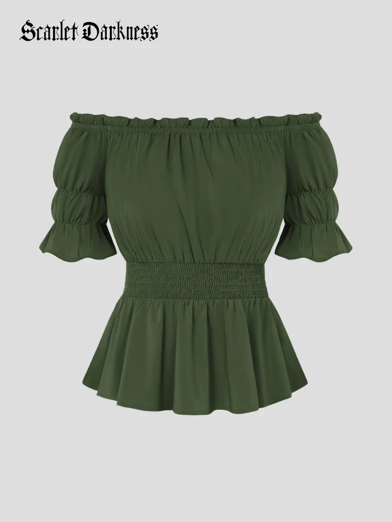 Renaissance Pirate Off Shoulder Peasant Tops - Image 24