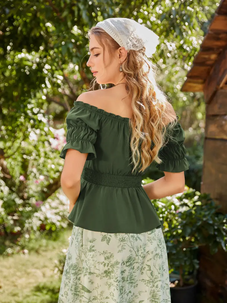Renaissance Pirate Off Shoulder Peasant Tops - Image 26