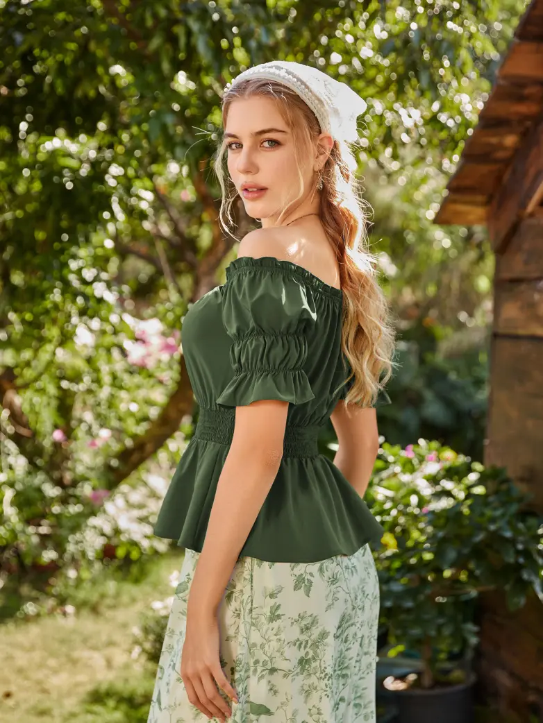 Renaissance Pirate Off Shoulder Peasant Tops - Image 27