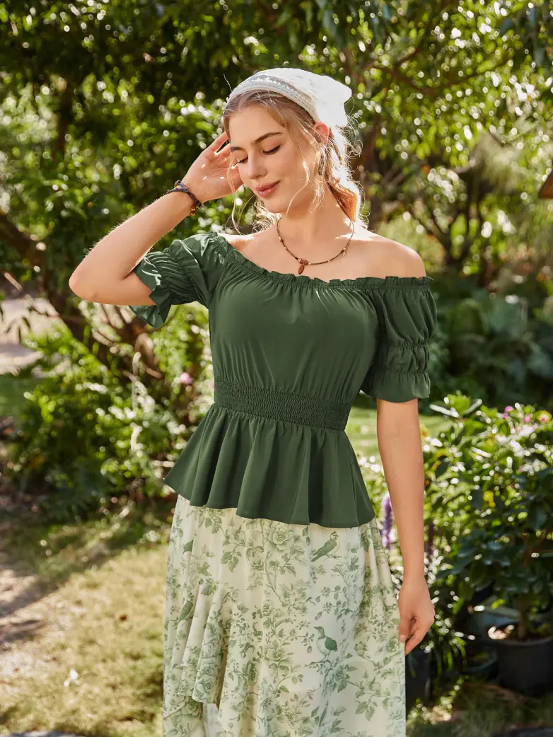 Renaissance Pirate Off Shoulder Peasant Tops - Image 28
