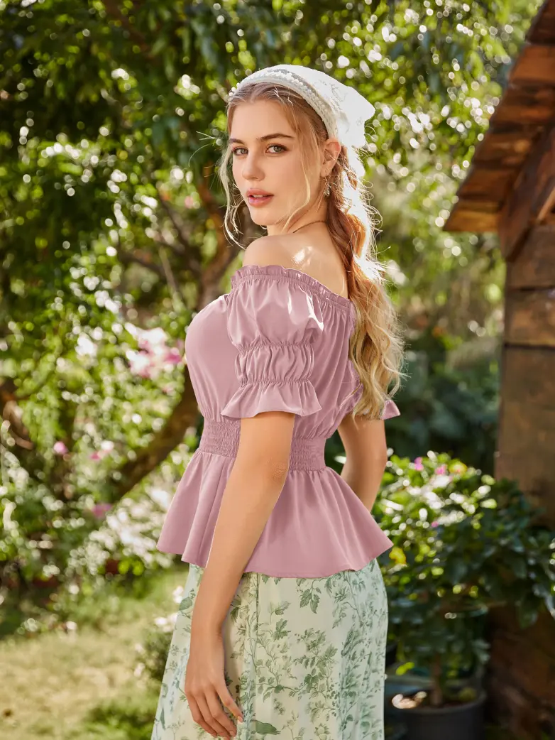 Renaissance Pirate Off Shoulder Peasant Tops - Image 3
