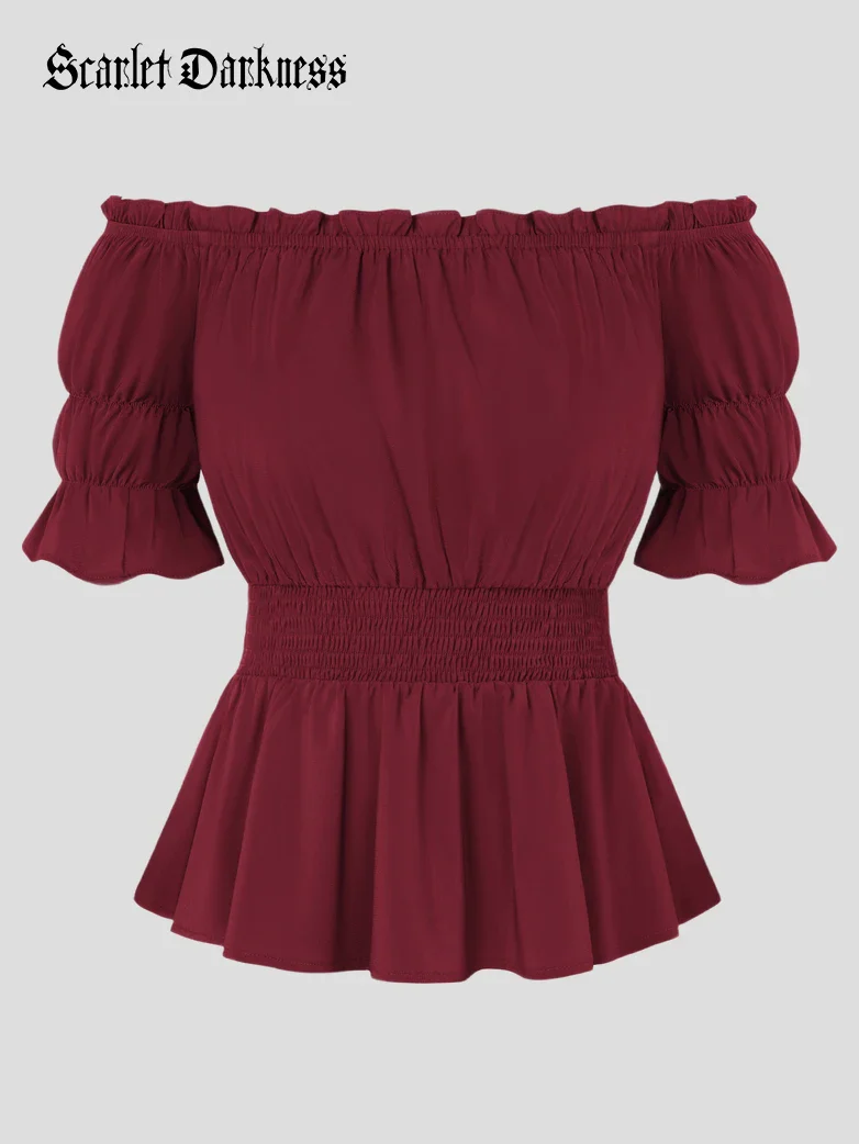 Renaissance Pirate Off Shoulder Peasant Tops - Image 36