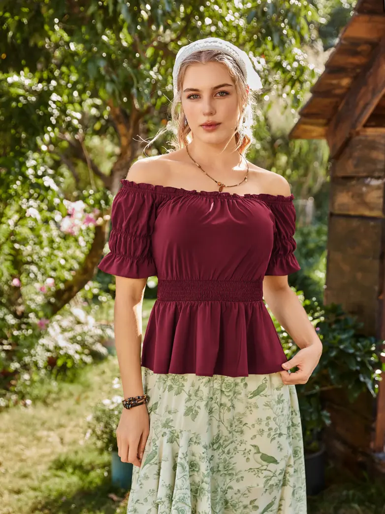 Renaissance Pirate Off Shoulder Peasant Tops - Image 38