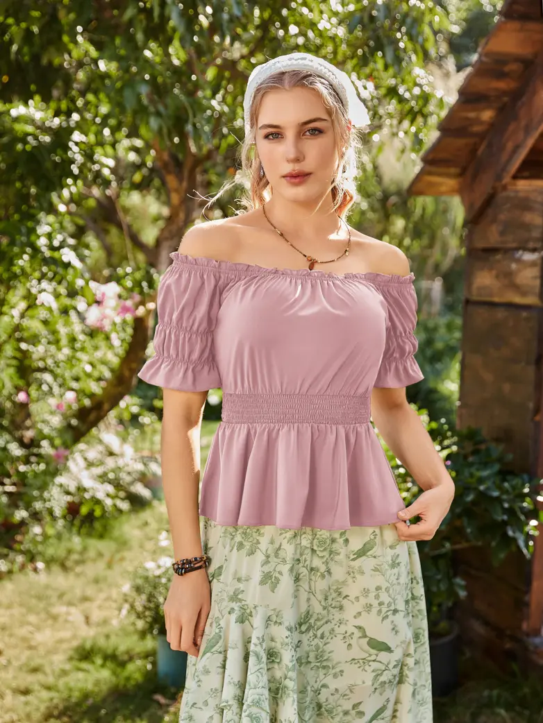 Renaissance Pirate Off Shoulder Peasant Tops - Image 4
