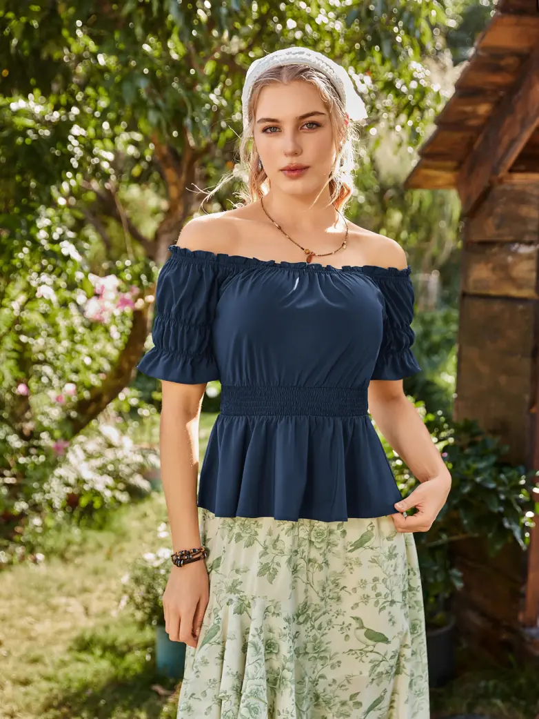Renaissance Pirate Off Shoulder Peasant Tops - Image 8