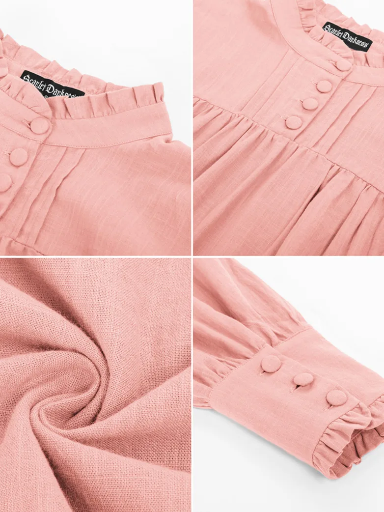 Classic Victorian Cotton Stand Collar Renaissance Tops - Image 13