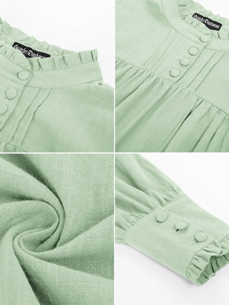 Classic Victorian Cotton Stand Collar Renaissance Tops - Image 17