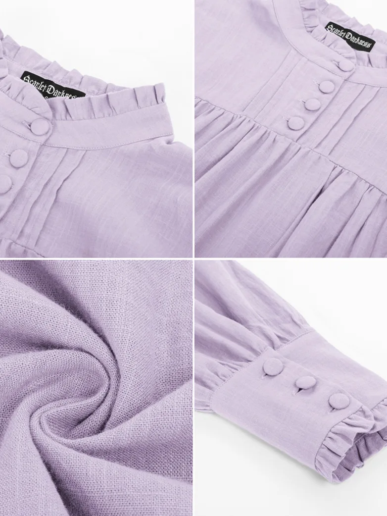 Classic Victorian Cotton Stand Collar Renaissance Tops - Image 21