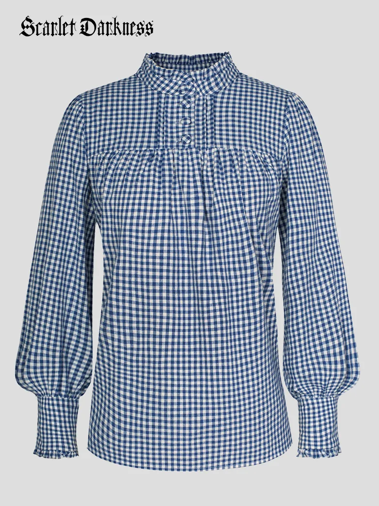 Classic Victorian Cotton Stand Collar Renaissance Tops - Image 25