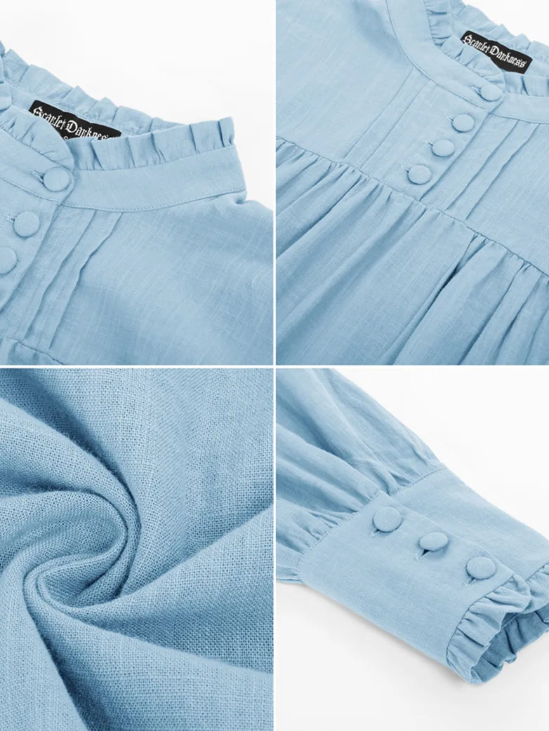 Classic Victorian Cotton Stand Collar Renaissance Tops - Image 6