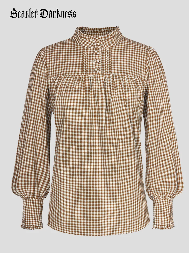 Classic Victorian Cotton Stand Collar Renaissance Tops - Image 7