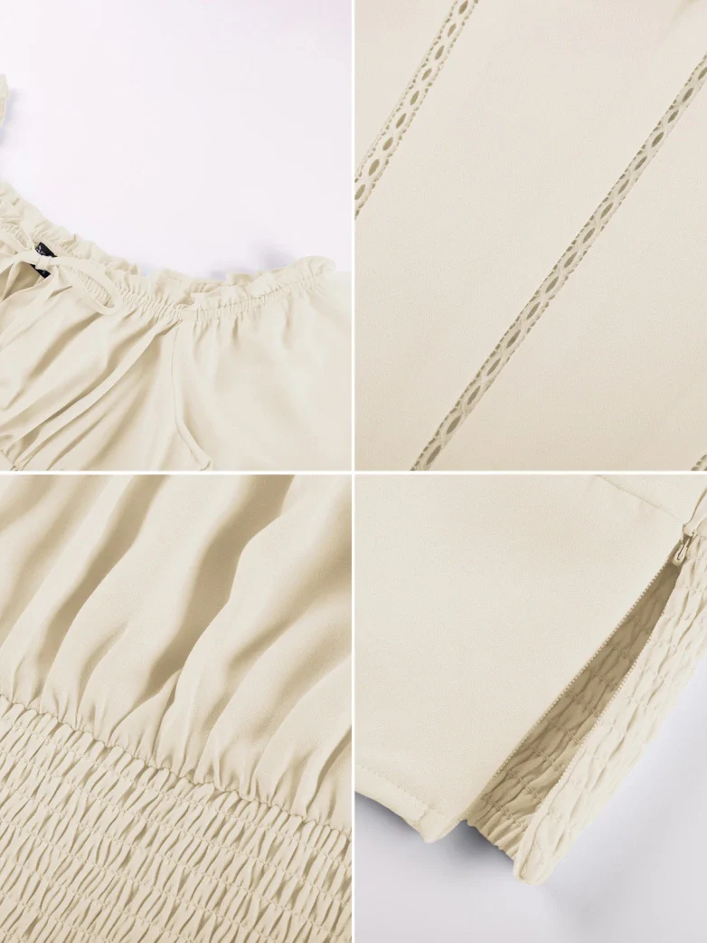 Renaissance Off Shoulder Curved Hem Cropped Tops - Image 11