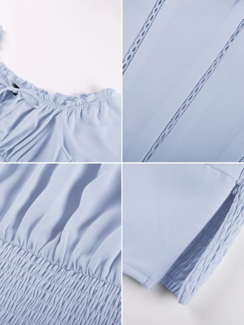 Renaissance Off Shoulder Curved Hem Cropped Tops - Image 22