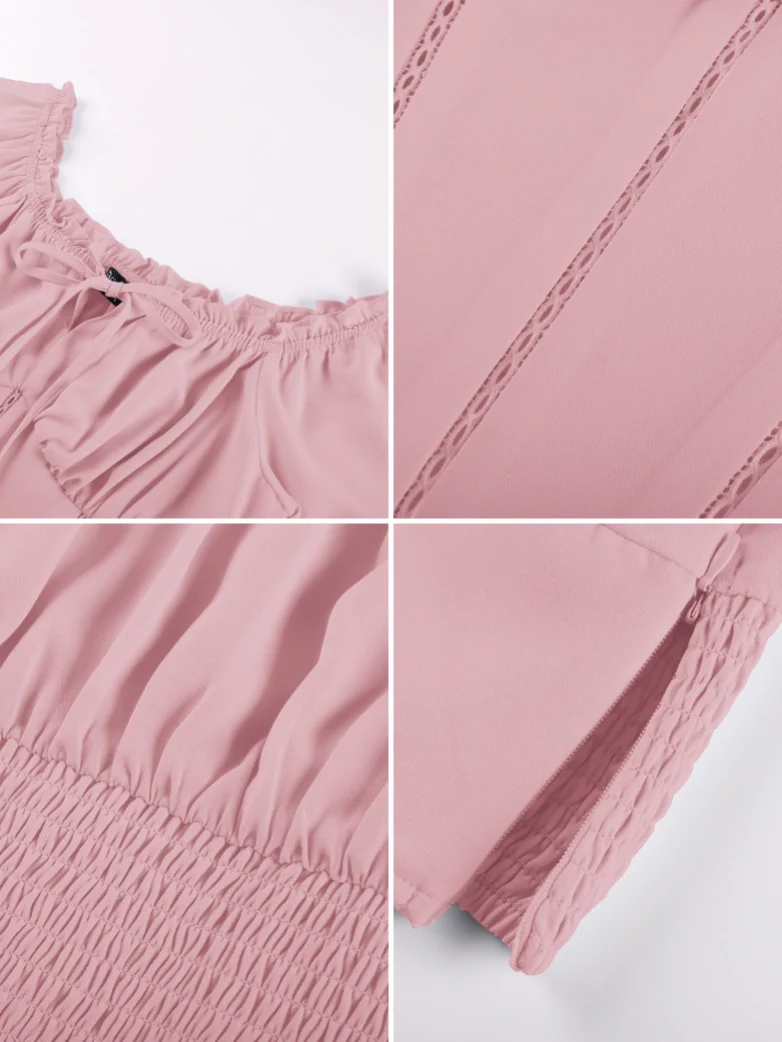 Renaissance Off Shoulder Curved Hem Cropped Tops - Image 28