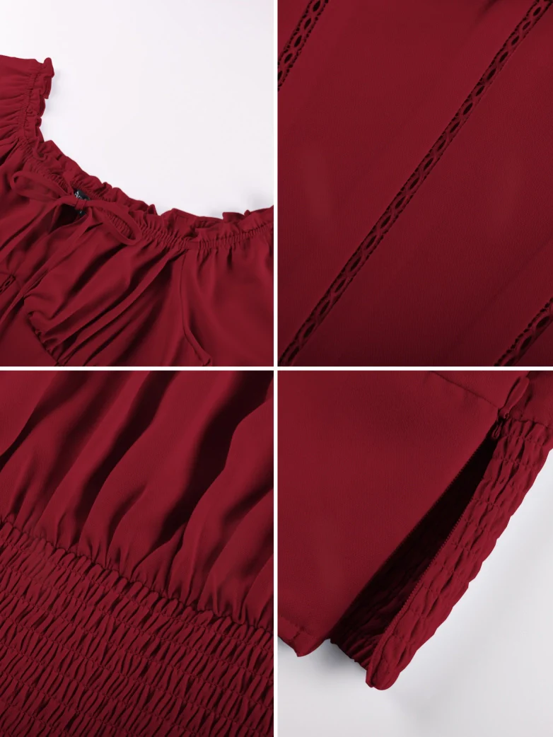 Renaissance Off Shoulder Curved Hem Cropped Tops - Image 39