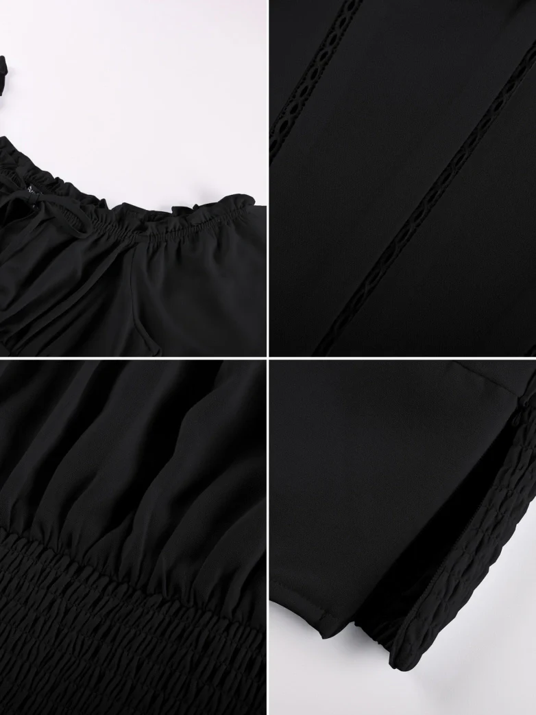 Renaissance Off Shoulder Curved Hem Cropped Tops - Image 5