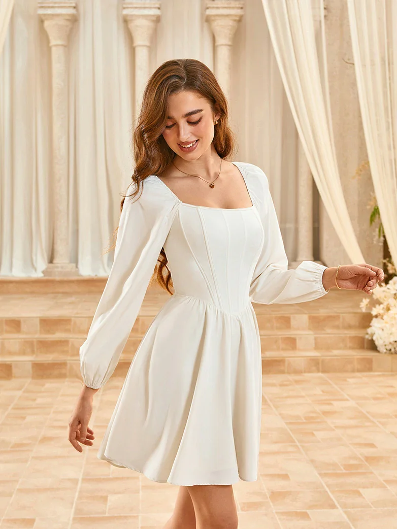 White Romantic Corset Dress Clearance Sale - Image 7