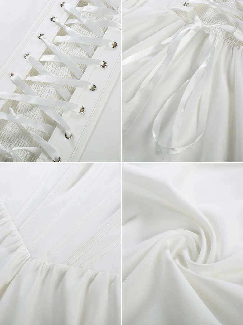 White Romantic Corset Dress Clearance Sale - Image 9
