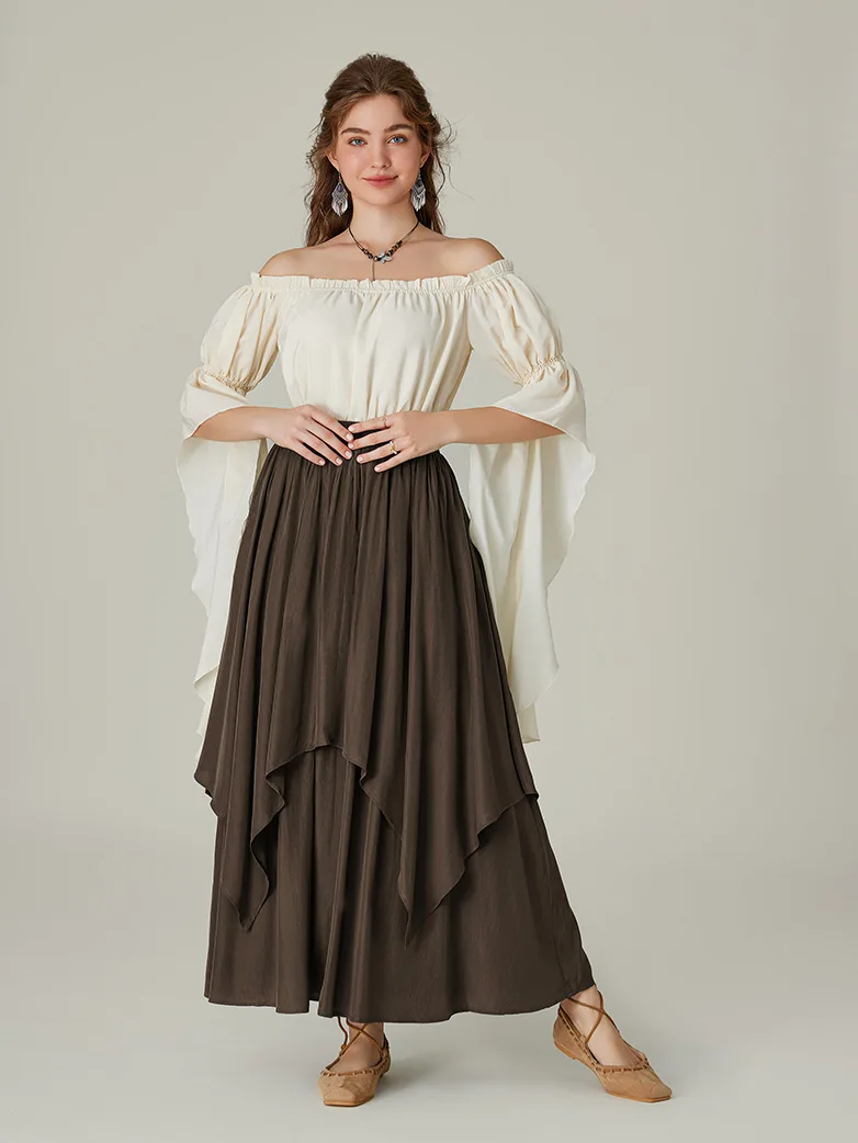 Dual-Layer Renaissance Pocket Swing Maxi Skirt - Image 14