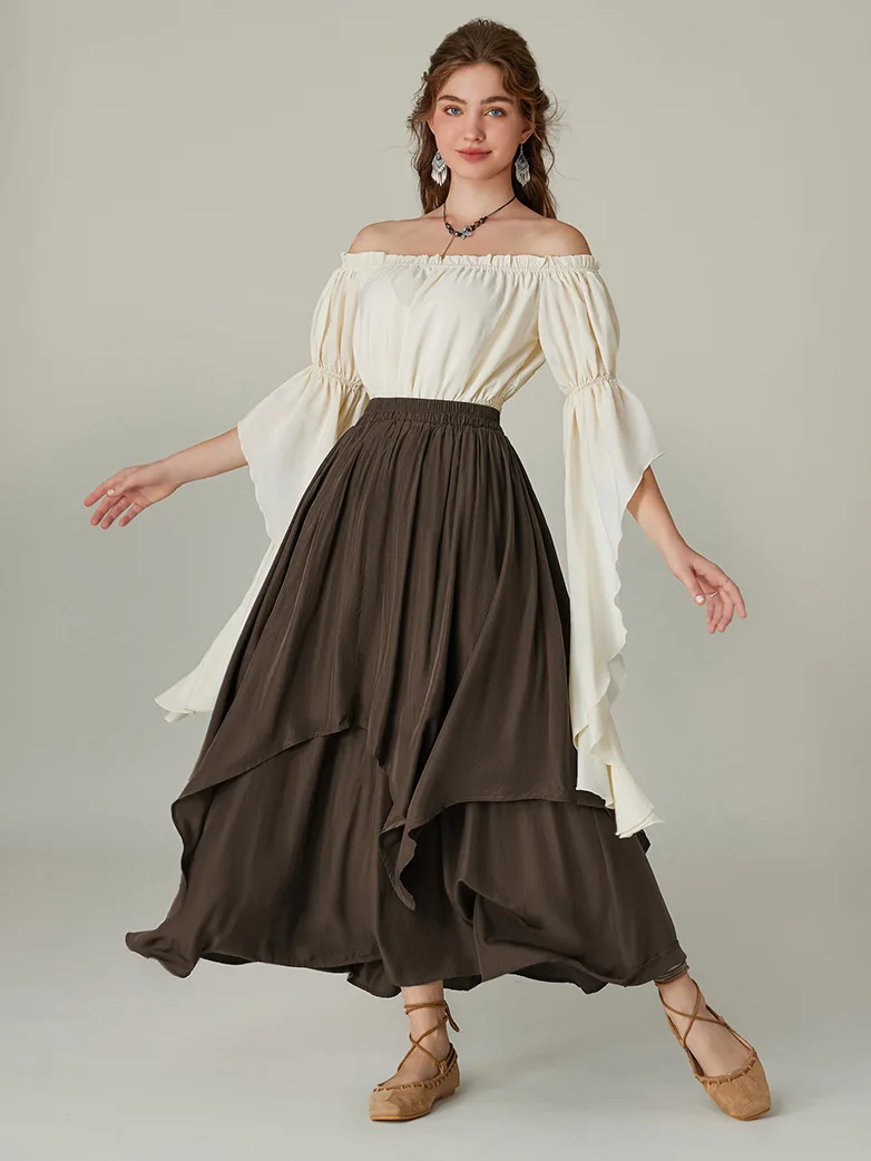 Dual-Layer Renaissance Pocket Swing Maxi Skirt - Image 15