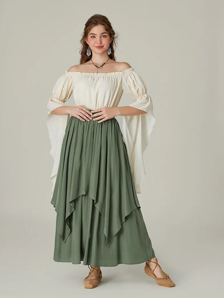 Dual-Layer Renaissance Pocket Swing Maxi Skirt - Image 18