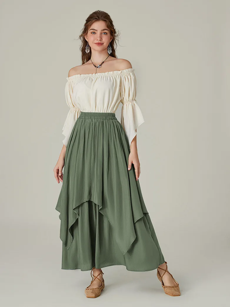 Dual-Layer Renaissance Pocket Swing Maxi Skirt - Image 19