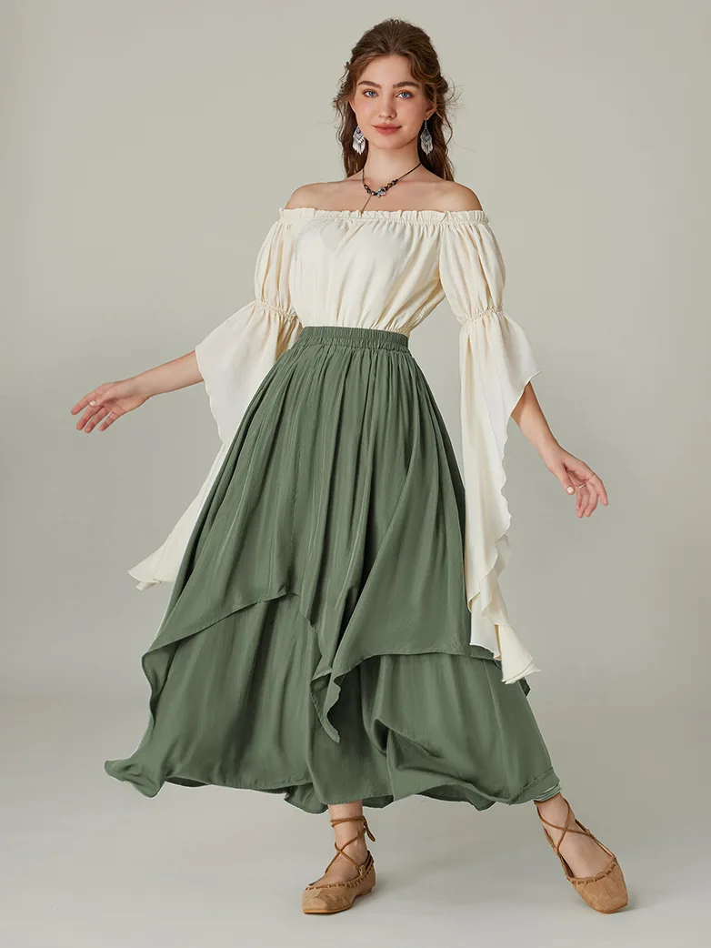 Dual-Layer Renaissance Pocket Swing Maxi Skirt - Image 20