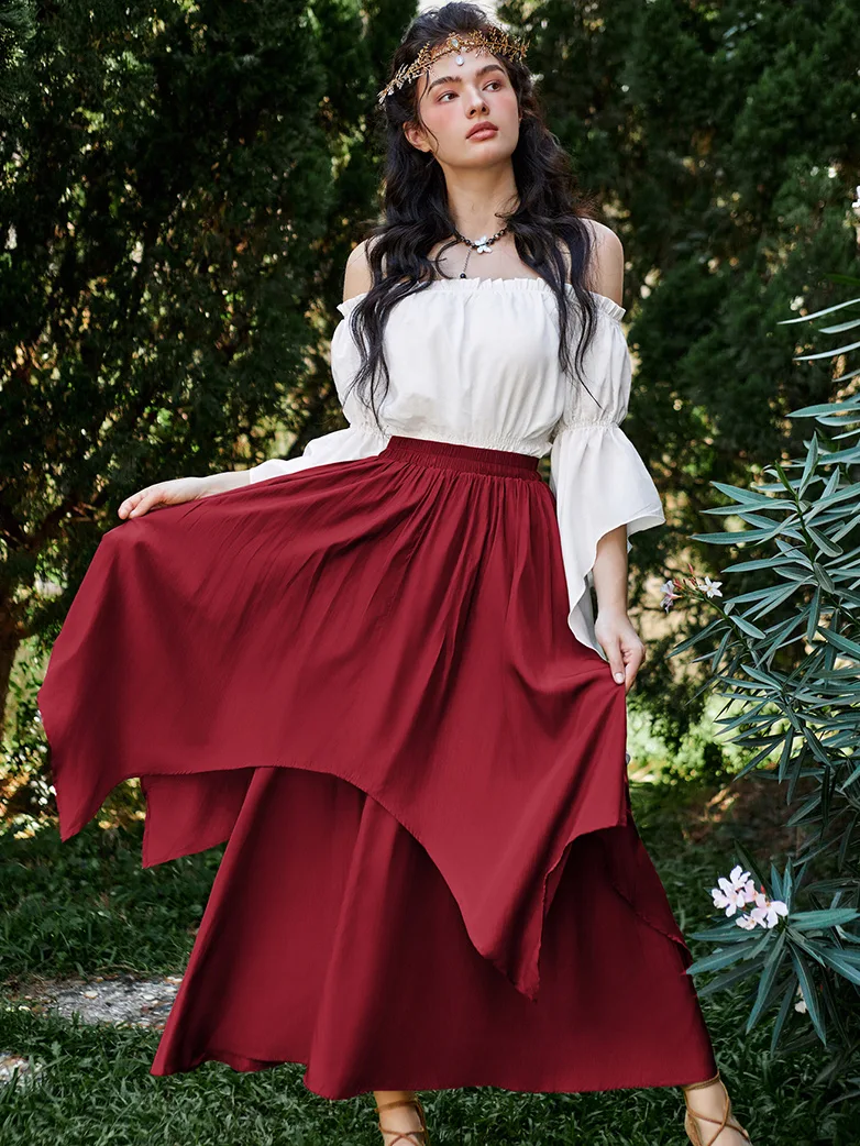 Dual-Layer Renaissance Pocket Swing Maxi Skirt - Image 23