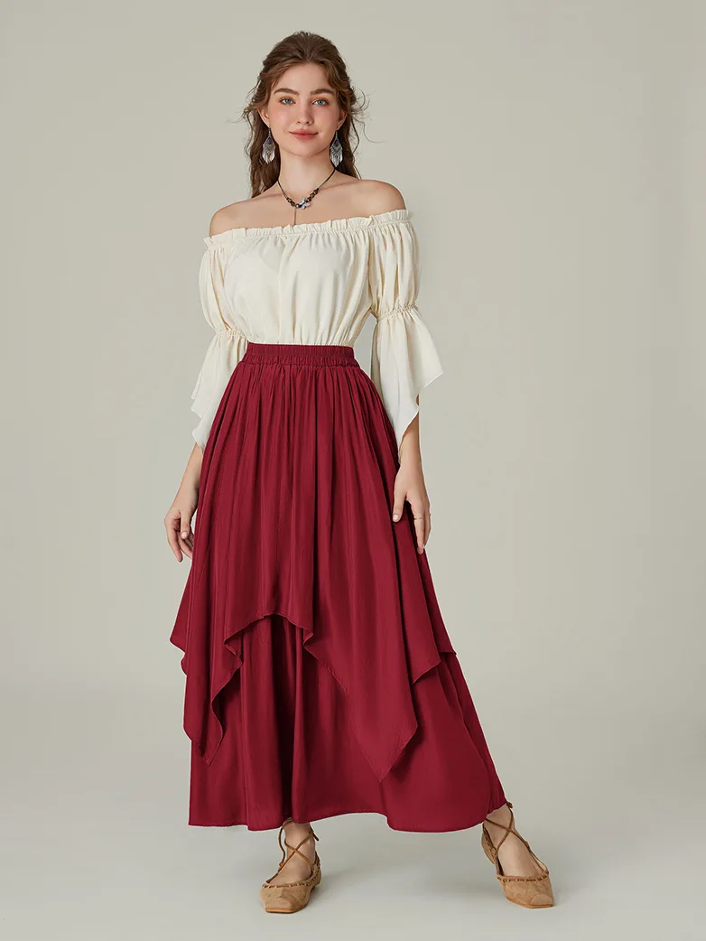 Dual-Layer Renaissance Pocket Swing Maxi Skirt - Image 25