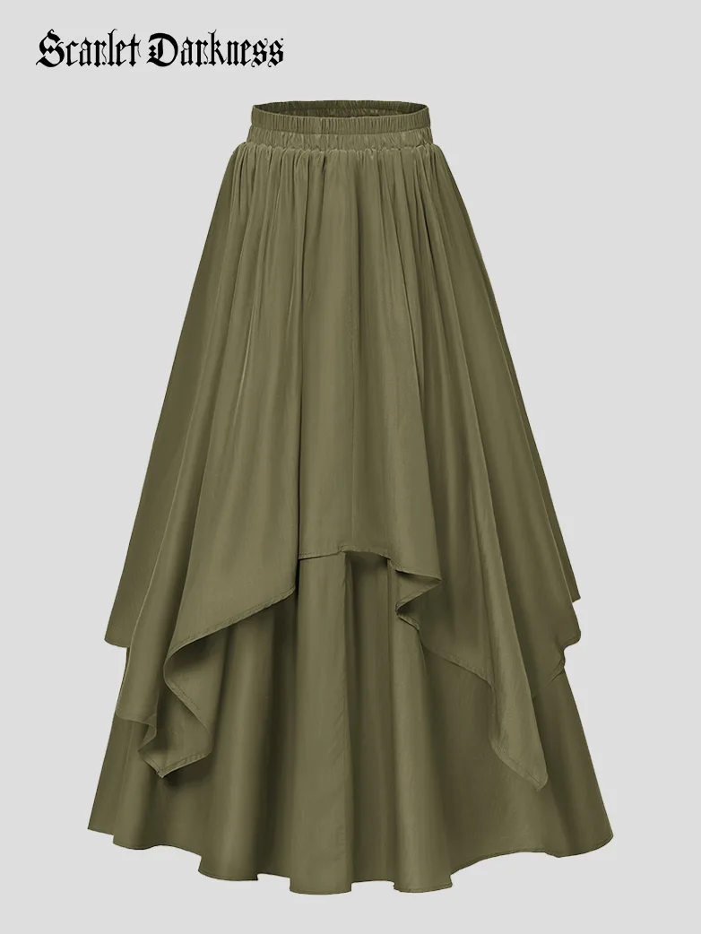 Dual-Layer Renaissance Pocket Swing Maxi Skirt - Image 27