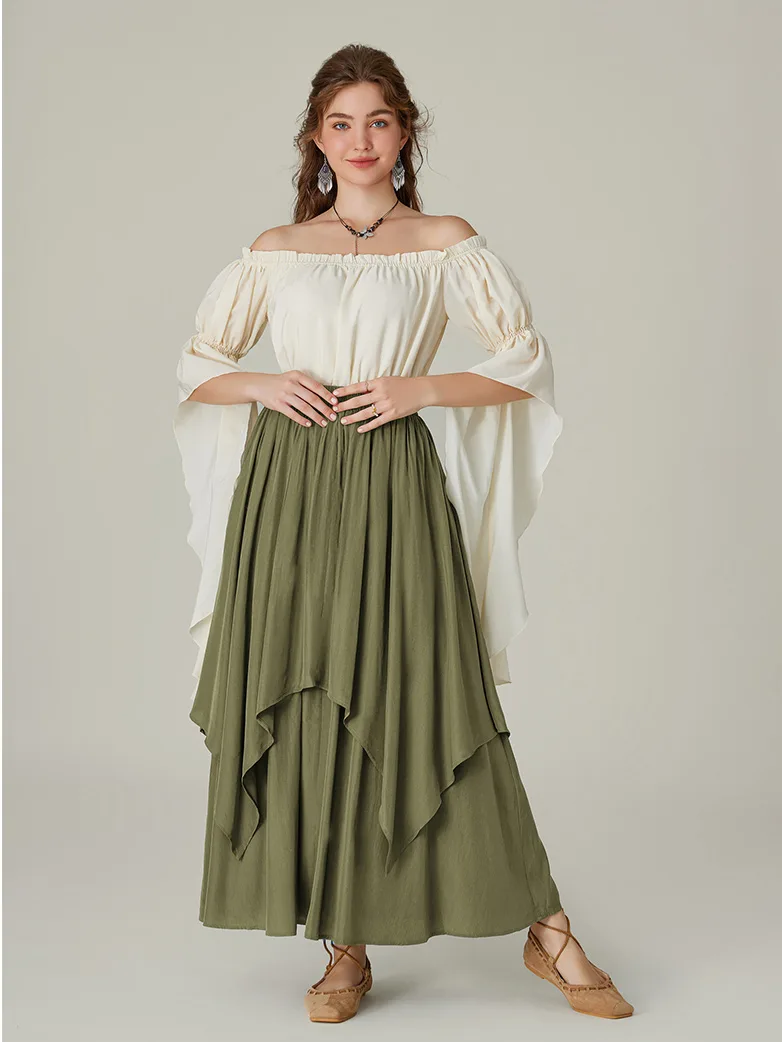 Dual-Layer Renaissance Pocket Swing Maxi Skirt - Image 28
