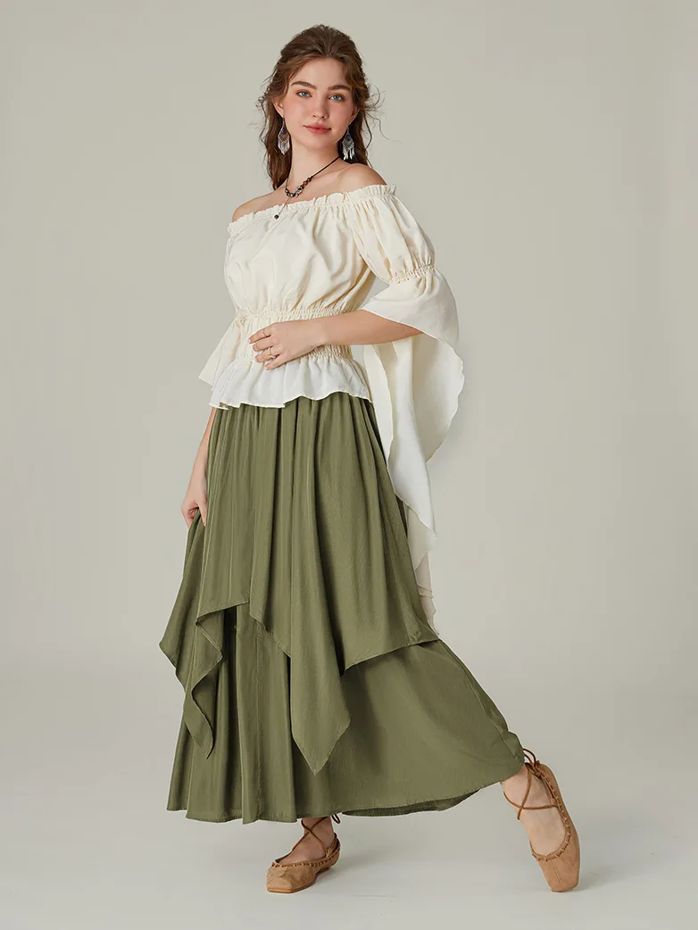 Dual-Layer Renaissance Pocket Swing Maxi Skirt - Image 29