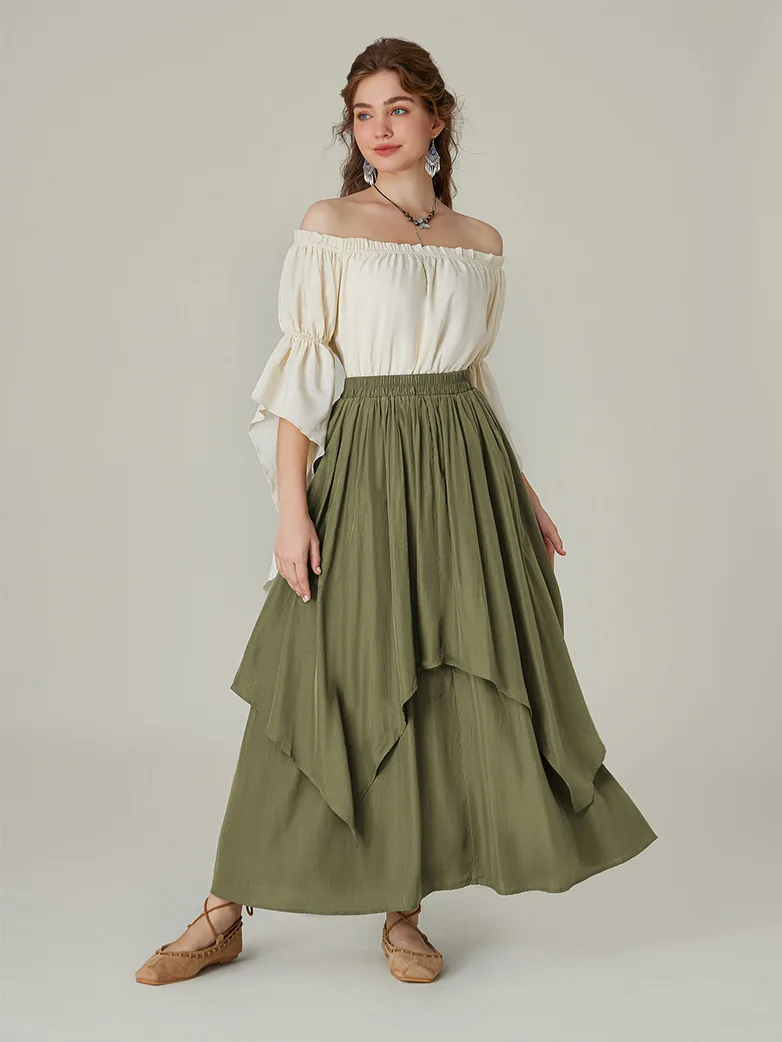 Dual-Layer Renaissance Pocket Swing Maxi Skirt - Image 30