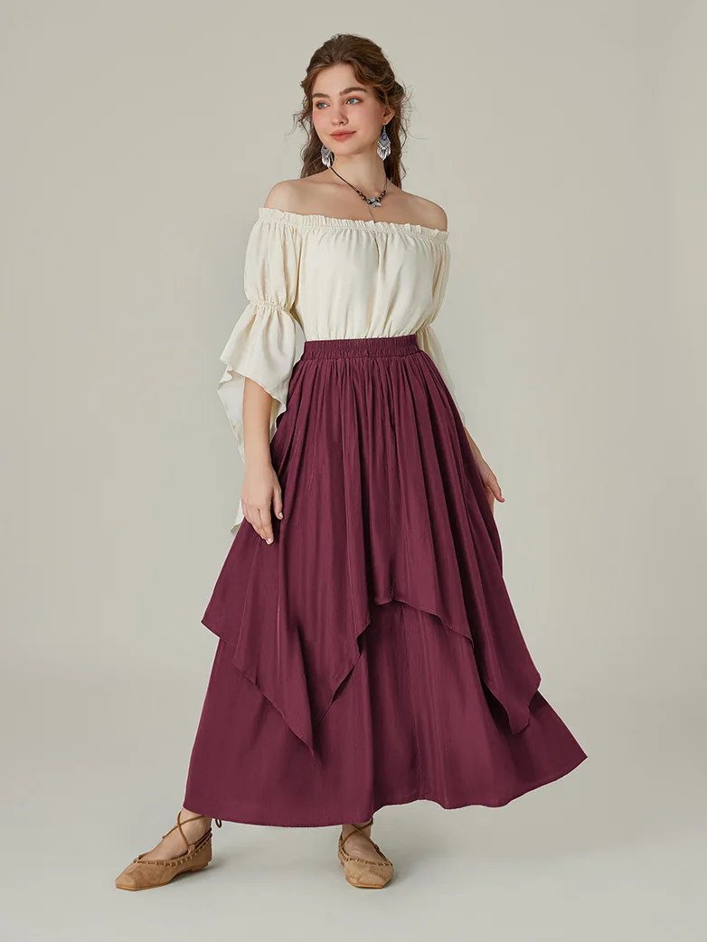 Dual-Layer Renaissance Pocket Swing Maxi Skirt - Image 34