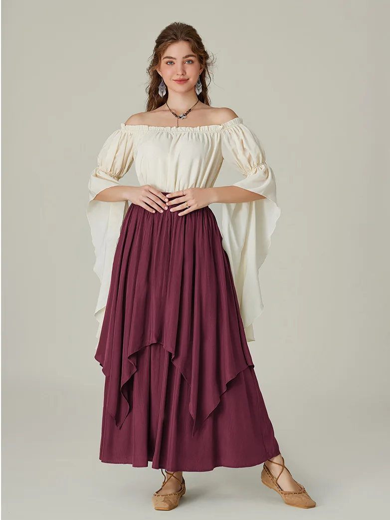 Dual-Layer Renaissance Pocket Swing Maxi Skirt - Image 35