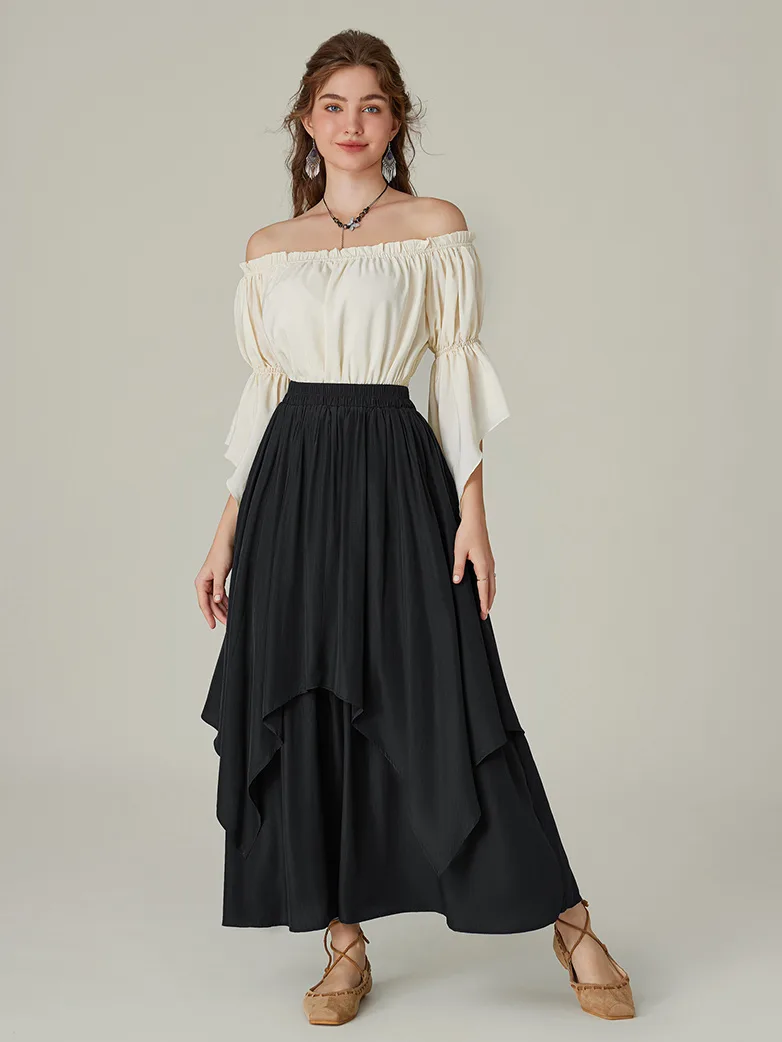 Dual-Layer Renaissance Pocket Swing Maxi Skirt - Image 38