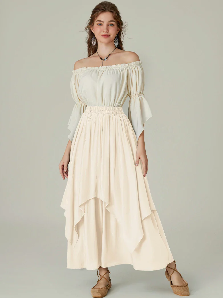 Dual-Layer Renaissance Pocket Swing Maxi Skirt - Image 43