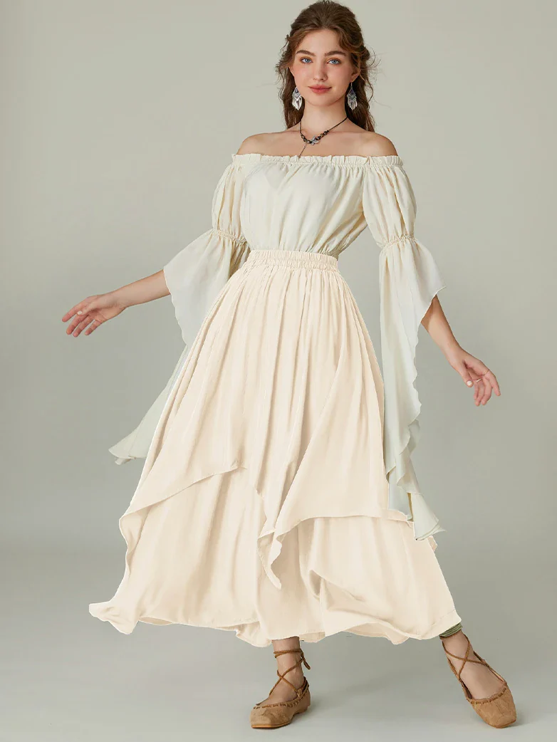 Dual-Layer Renaissance Pocket Swing Maxi Skirt - Image 44